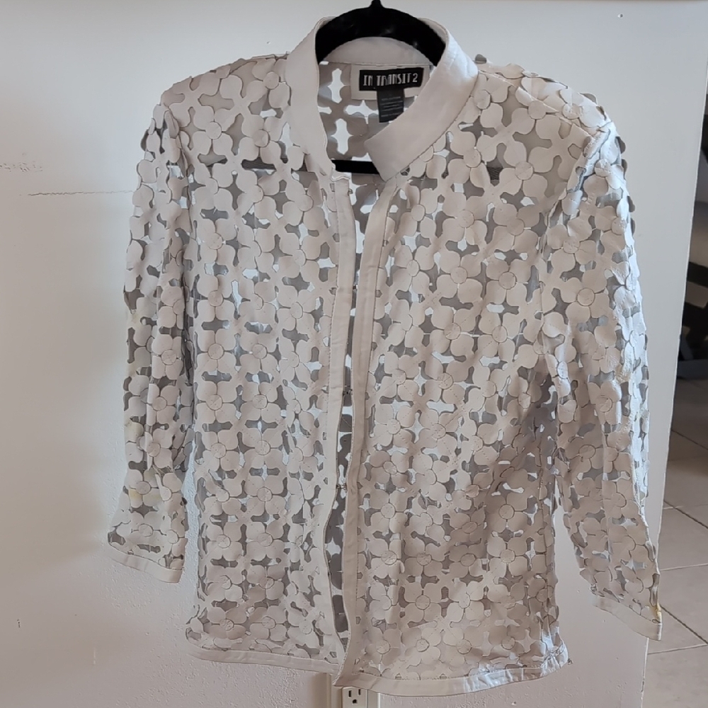 White Sheer Patterned Jacket